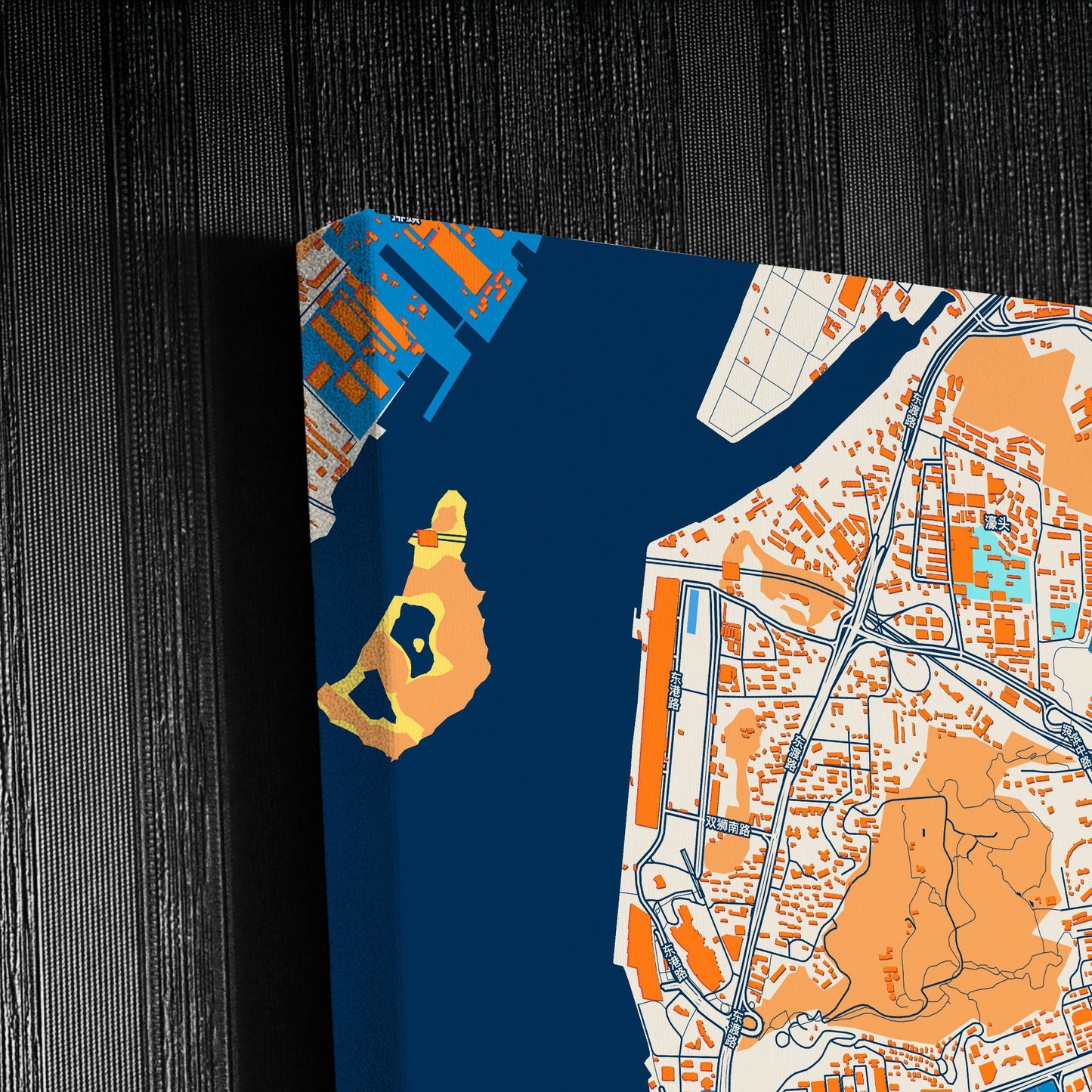 Xiamen China Colorful City Map Canvas Print Detail