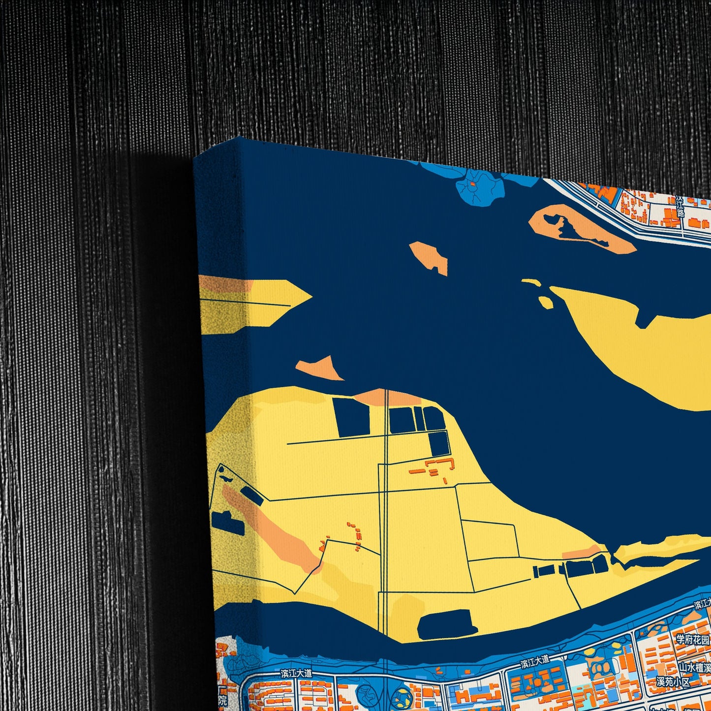 Xiangyang China Colorful City Map Canvas Print Detail