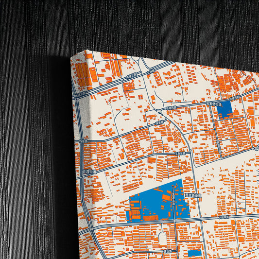 Xianyang China Colorful City Map Canvas Print Detail