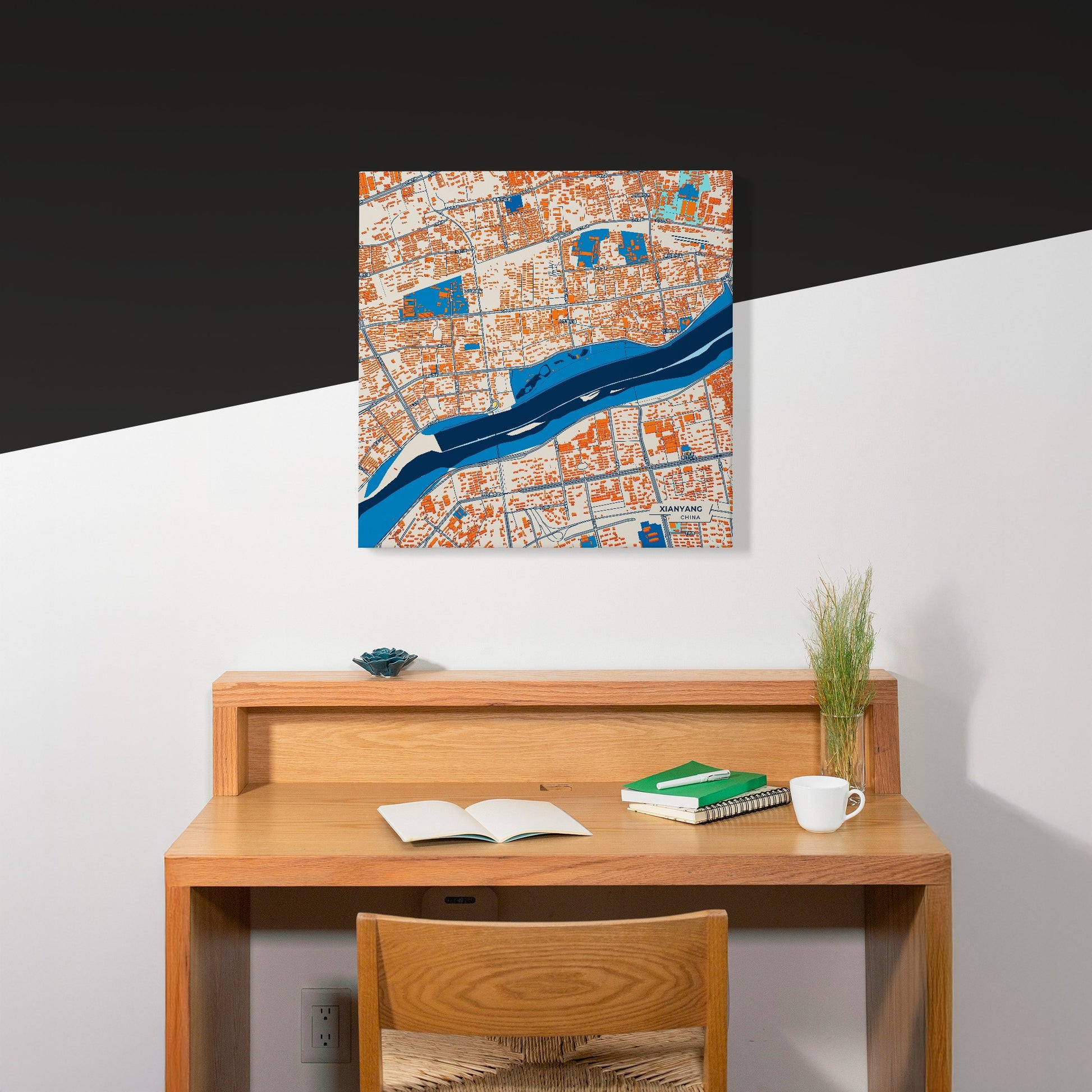 Xianyang China Colorful City Map Canvas Print Scene