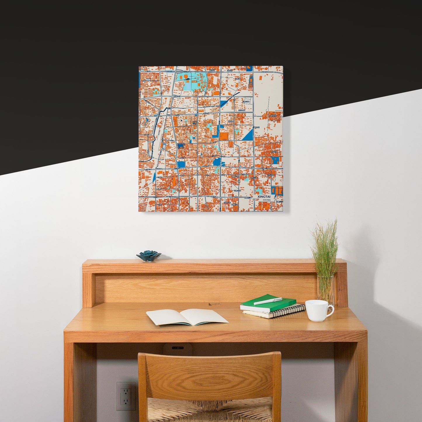 Xingtai China Colorful City Map Canvas Print Scene