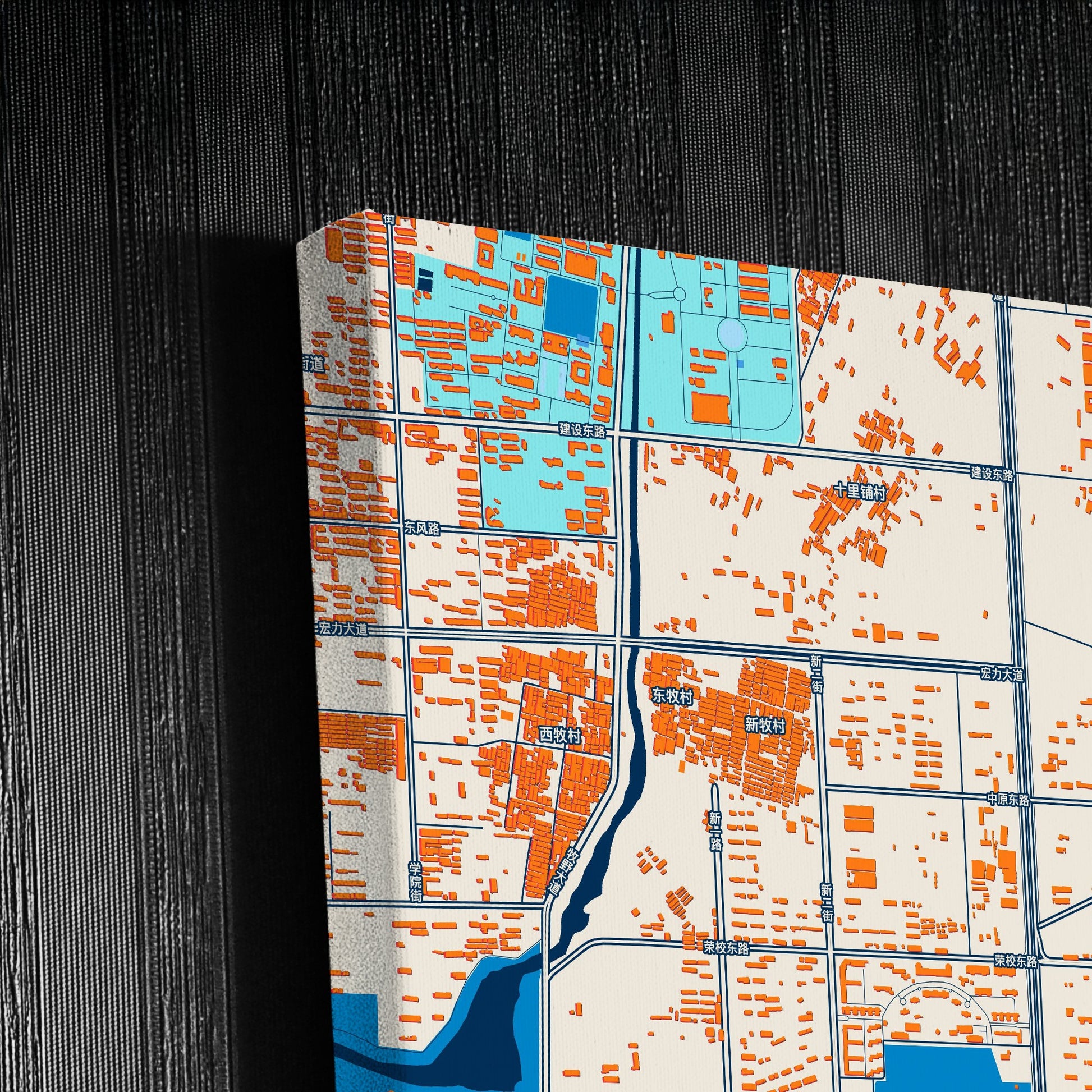 Xinxiang China Colorful City Map Canvas Print Detail