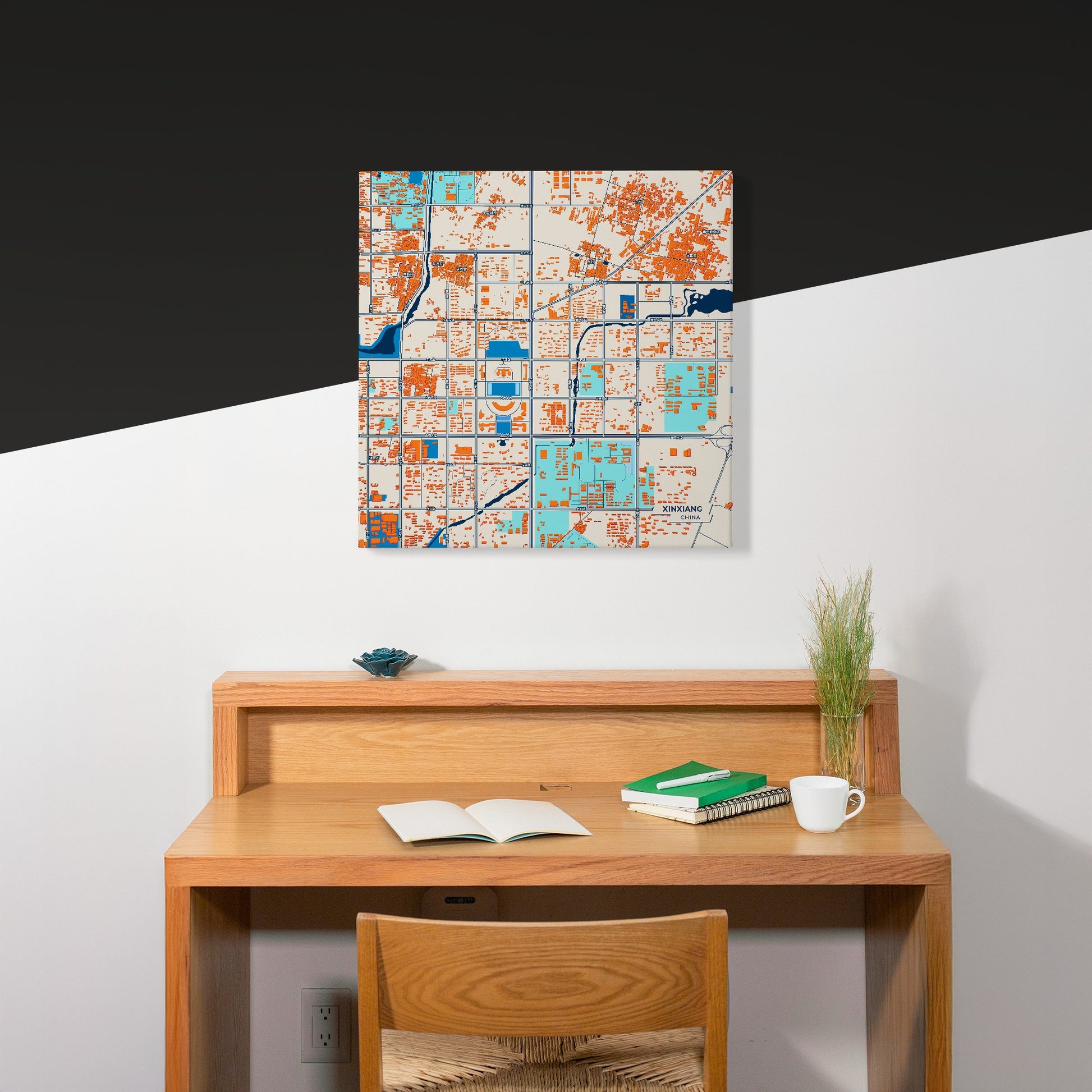 Xinxiang China Colorful City Map Canvas Print Scene