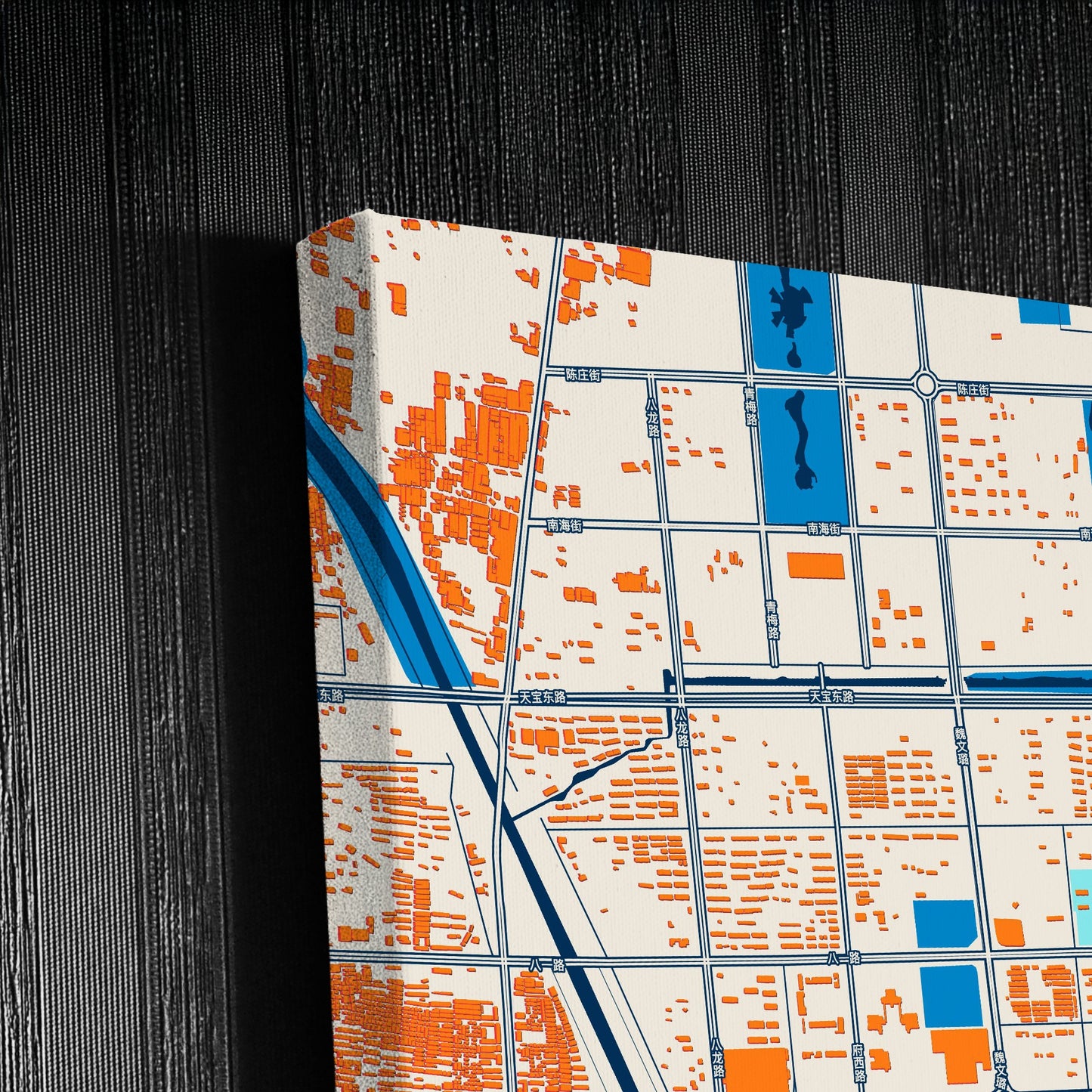 Xuchang China Colorful City Map Canvas Print Detail