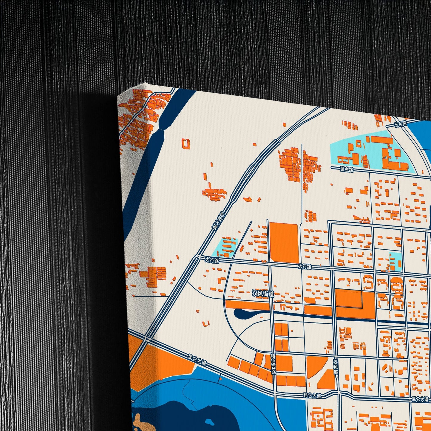 Xuzhou China Colorful City Map Canvas Print Detail