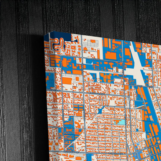 Yakima Washington Colorful City Map Canvas Print Detail