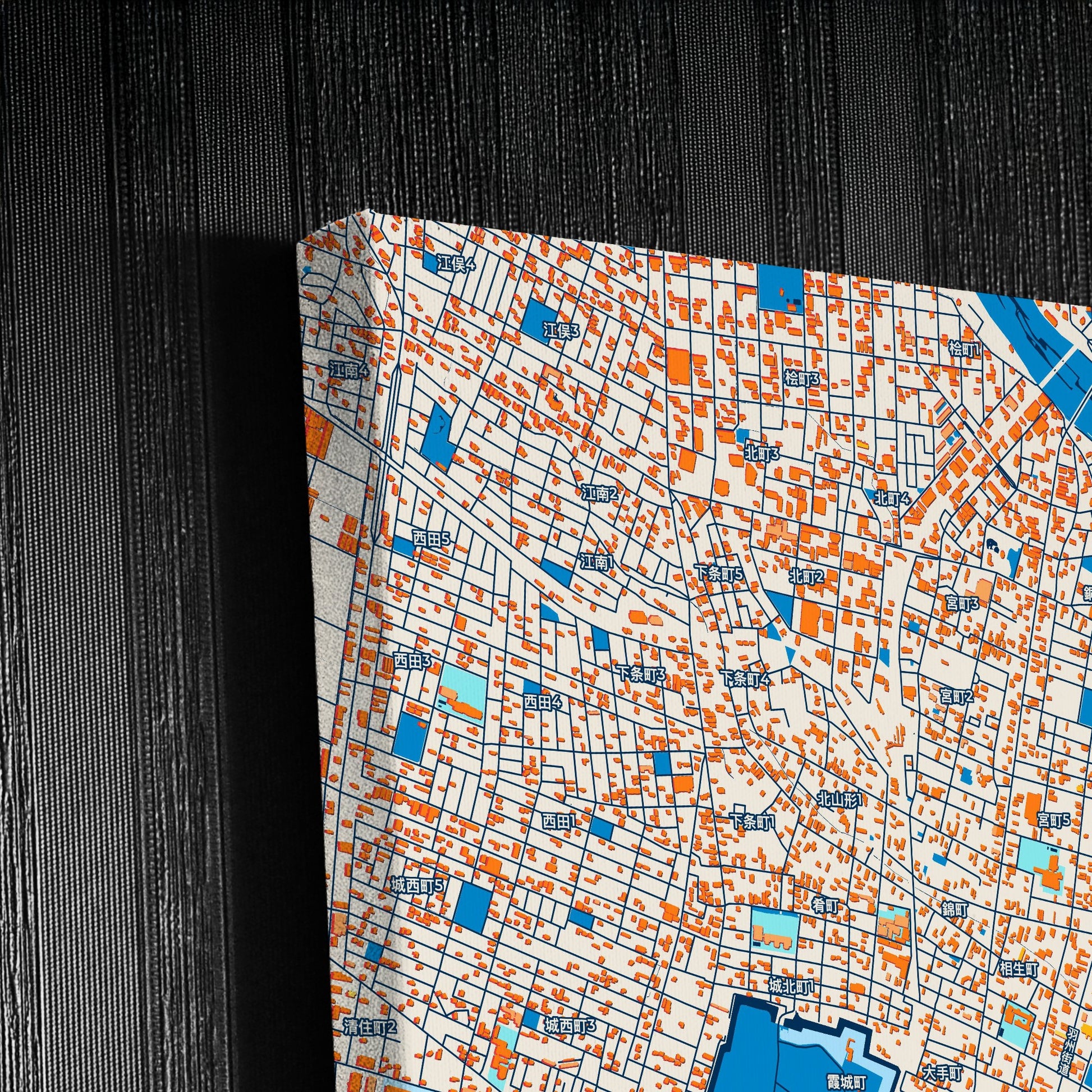 Yamagata Japan Colorful City Map Canvas Print Detail
