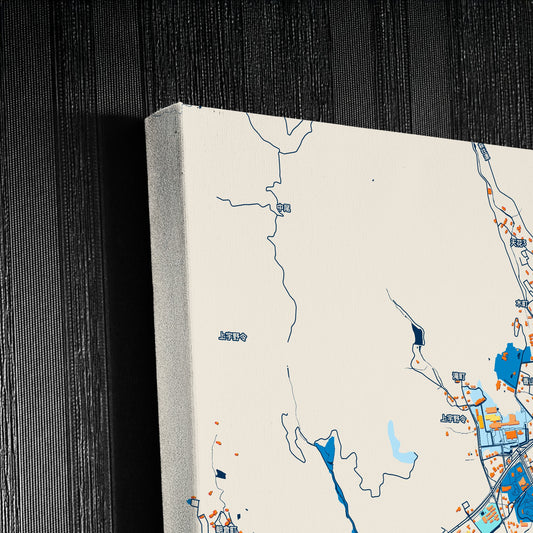 Yamaguchi Japan Colorful City Map Canvas Print Detail