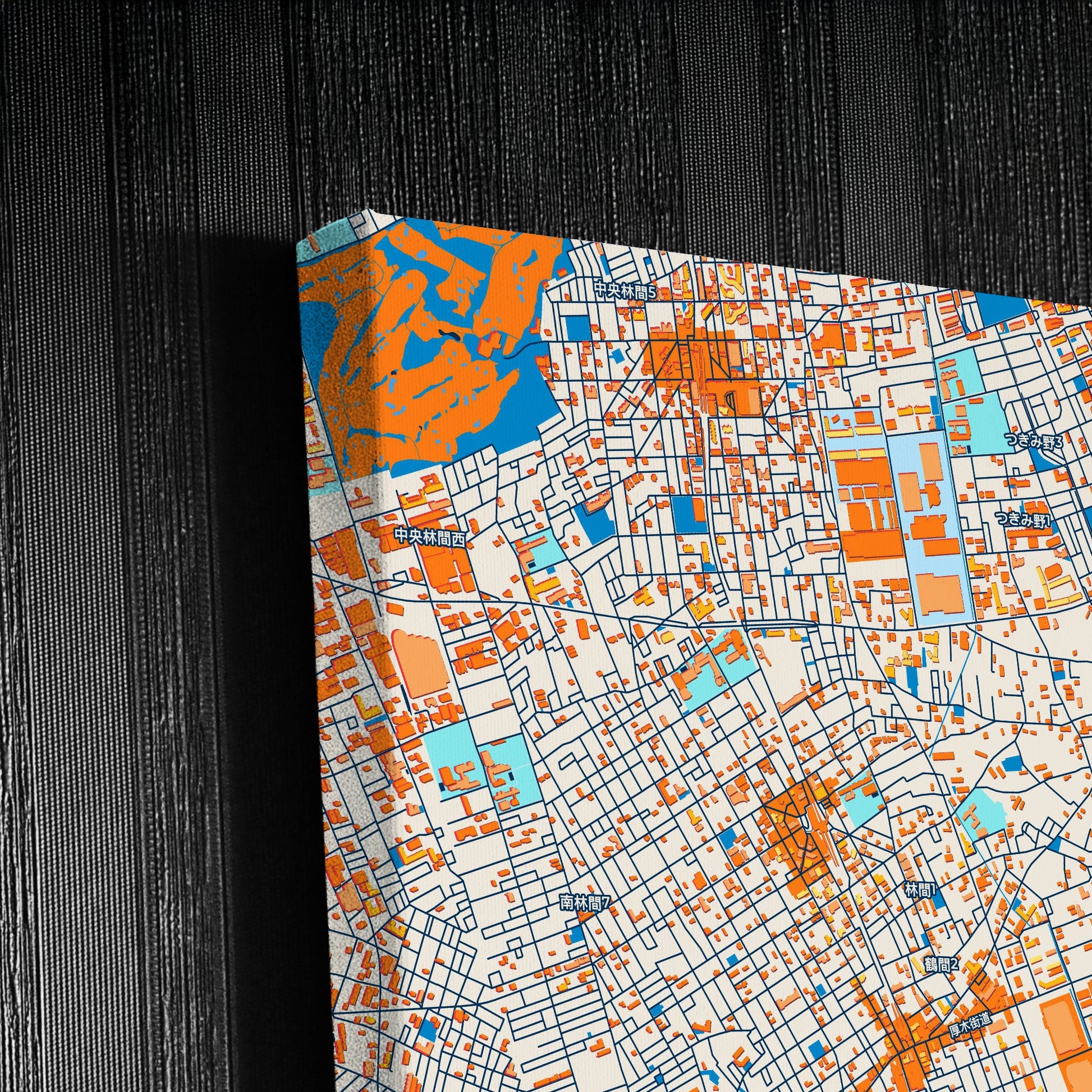Yamato Japan Colorful City Map Canvas Print Detail