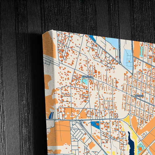Yamoussoukro Ivory Coast Colorful City Map Canvas Print Detail