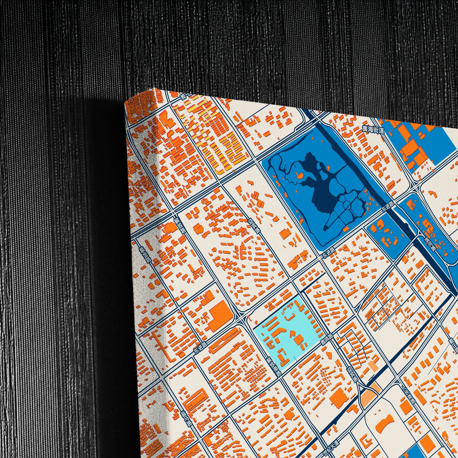 Yancheng China Colorful City Map Canvas Print Detail