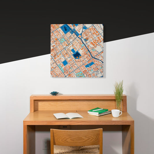 Yancheng China Colorful City Map Canvas Print Scene