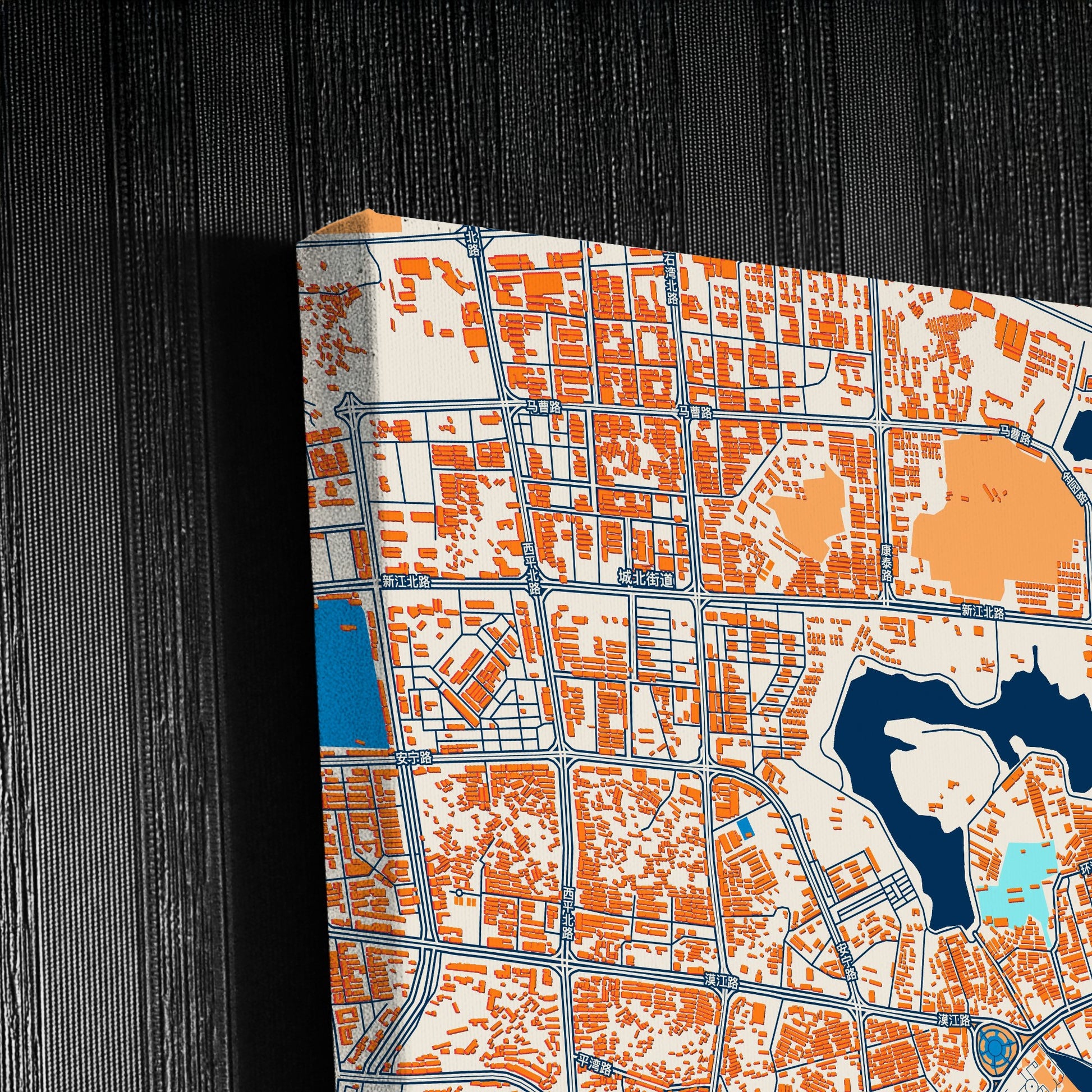 Yangjiang China Colorful City Map Canvas Print Detail