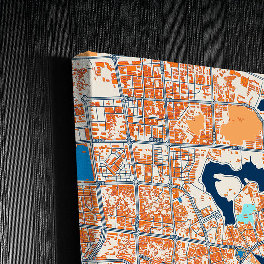 Yangjiang China Colorful City Map Canvas Print Detail