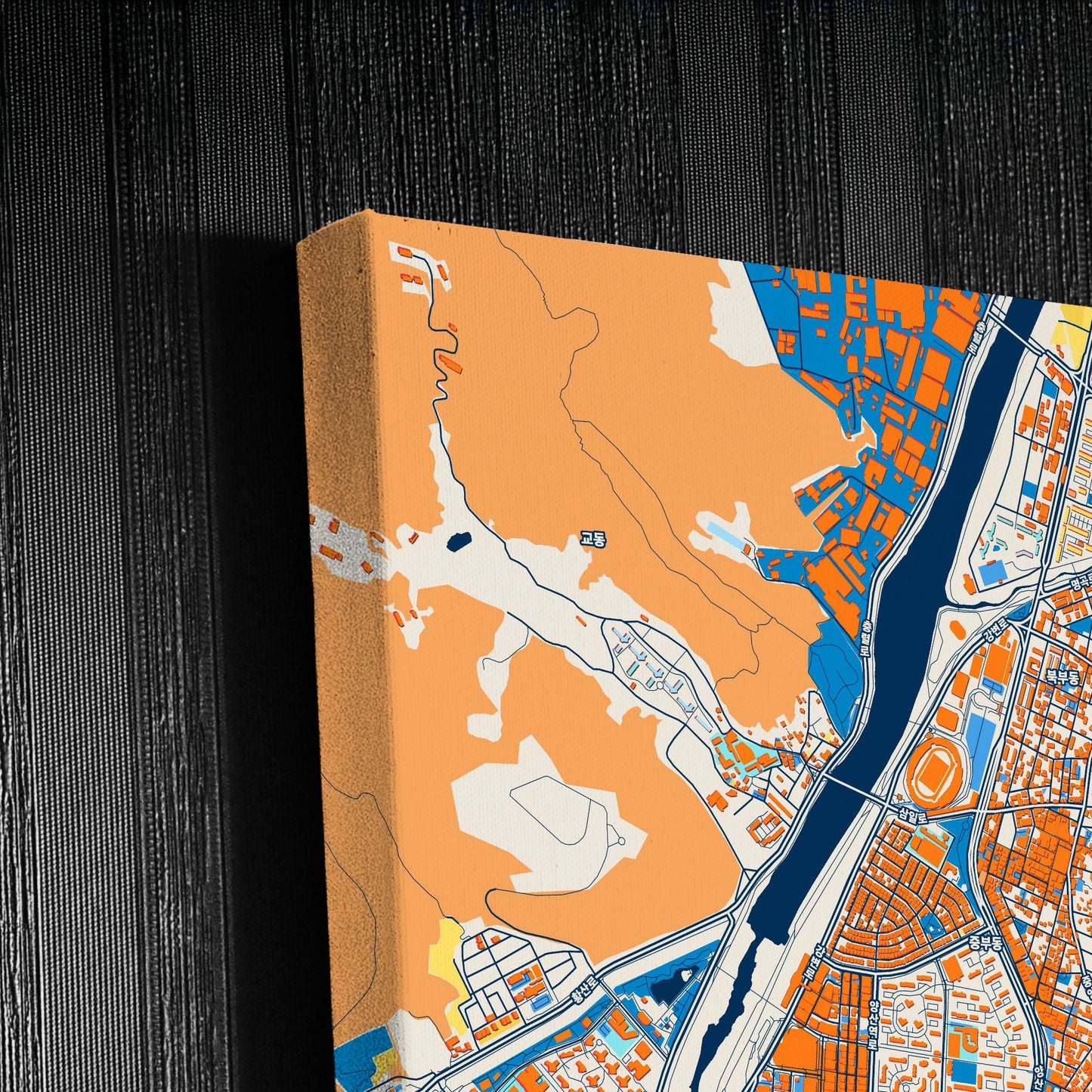 Yangsan South Korea Colorful City Map Canvas Print Detail