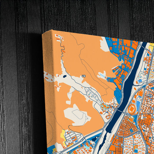 Yangsan South Korea Colorful City Map Canvas Print Detail