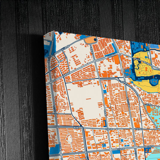 Yangzhou China Colorful City Map Canvas Print Detail