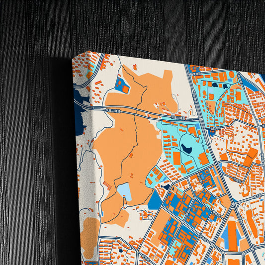 Yantai China Colorful City Map Canvas Print Detail