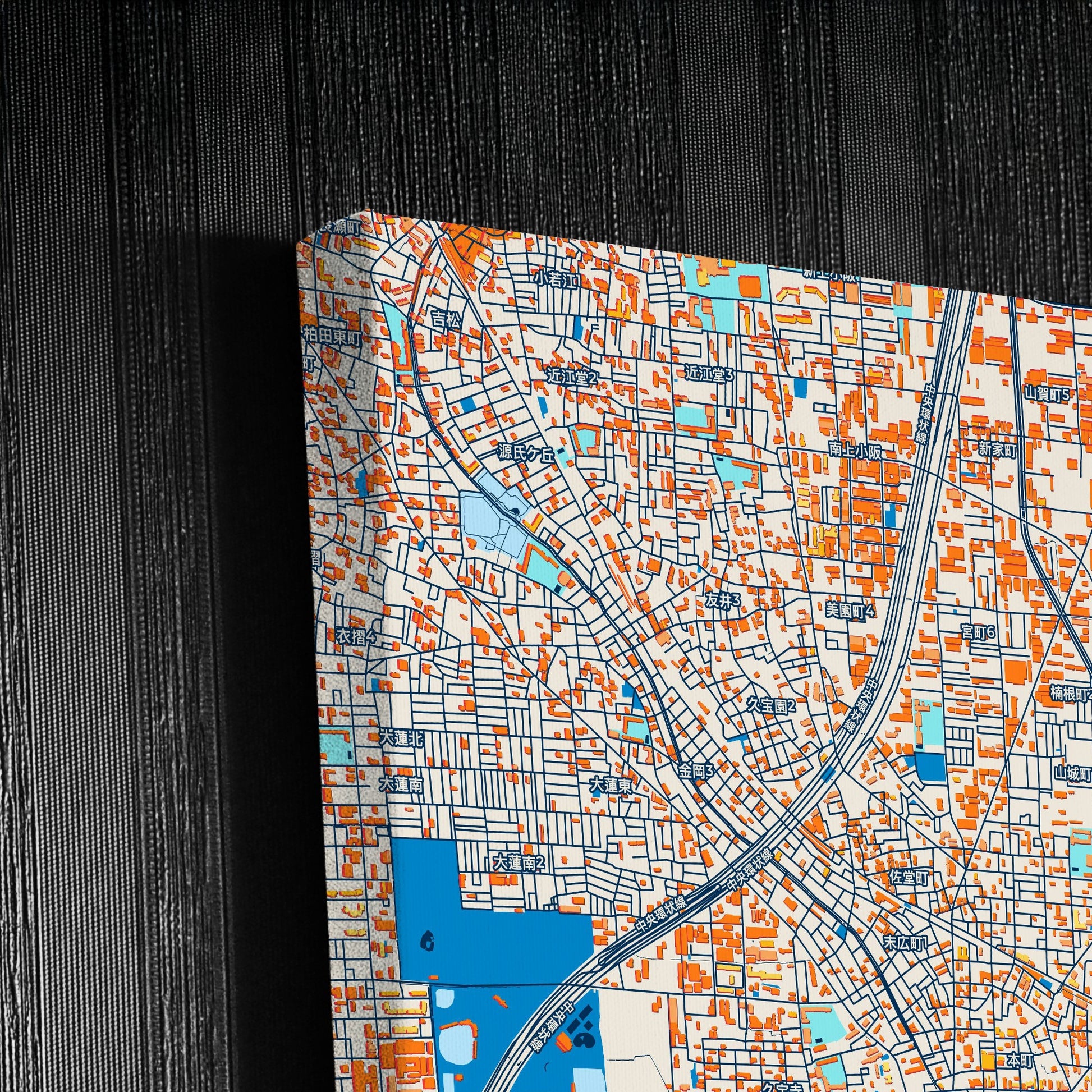 Yao Japan Colorful City Map Canvas Print Detail