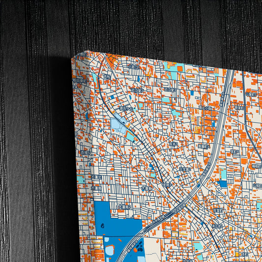 Yao Japan Colorful City Map Canvas Print Detail