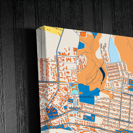 Ясинувата Ukraine Colorful City Map Canvas Print Detail