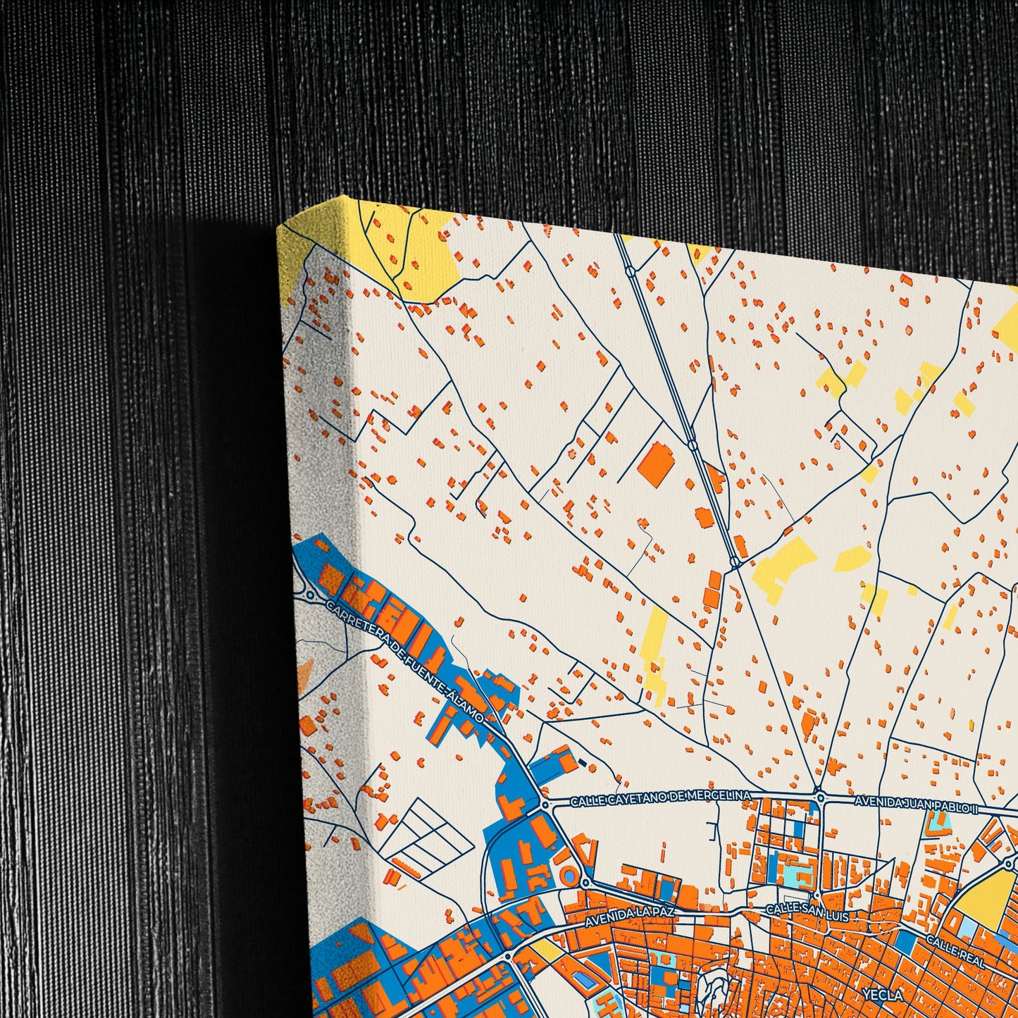Yecla Spain Colorful City Map Canvas Print Detail