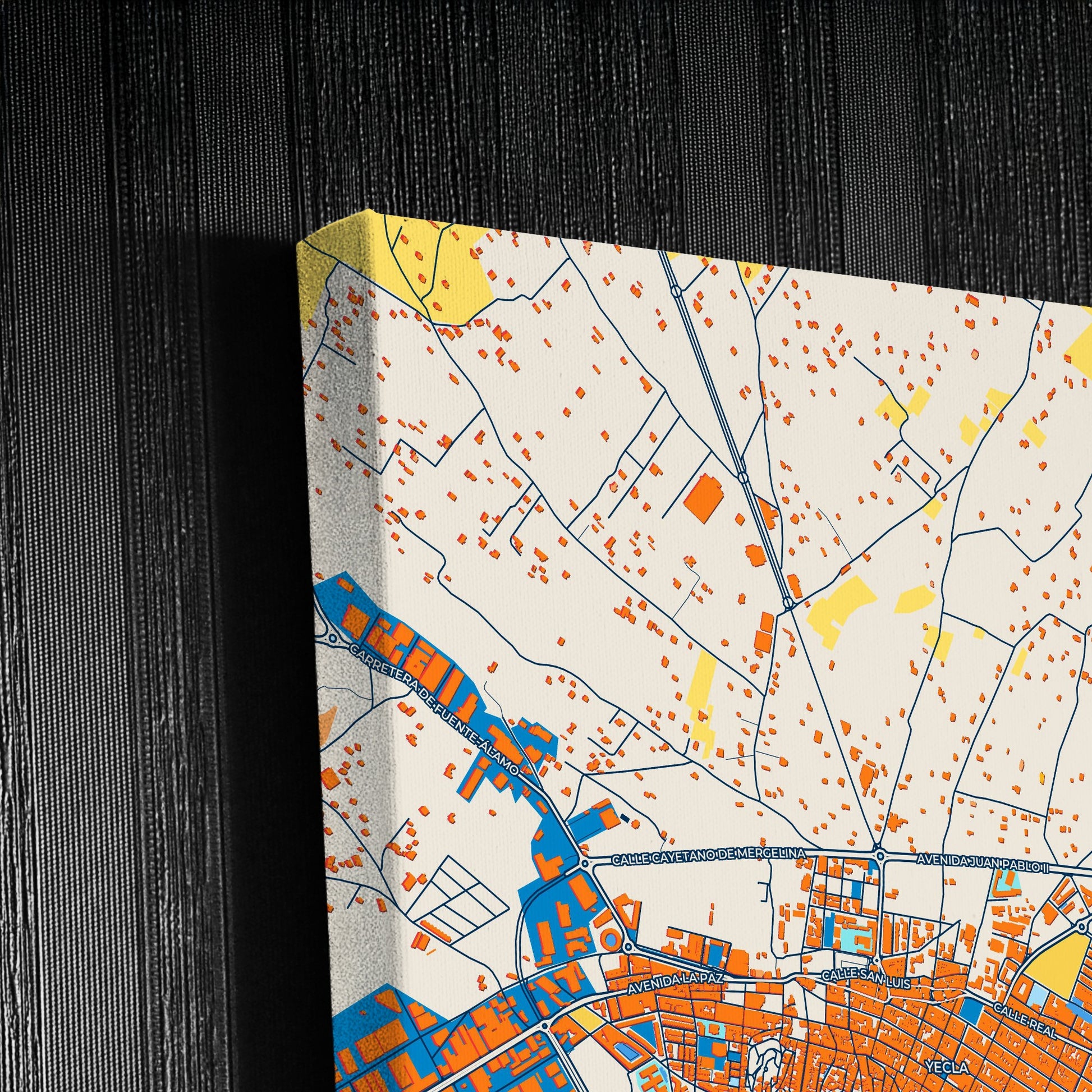 Yecla Spain Colorful City Map Canvas Print Detail