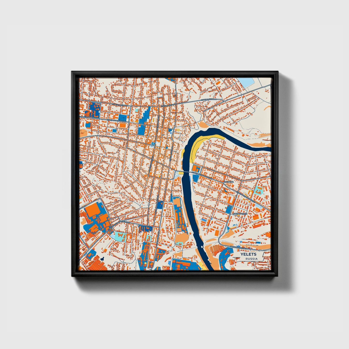 Елец Russia Colorful City Map Canvas Print • Black Framed
