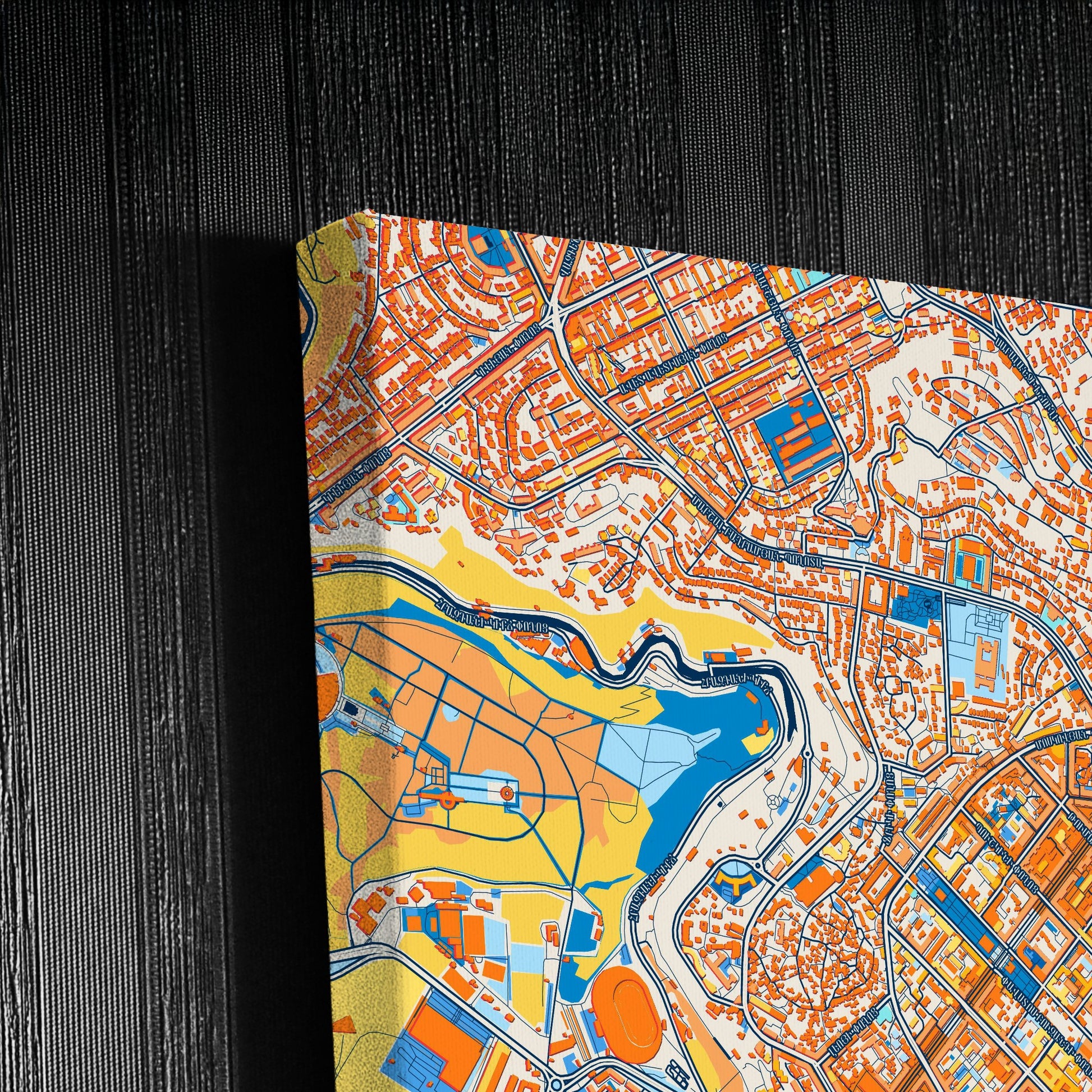 Yerevan Armenia Colorful City Map Canvas Print Detail