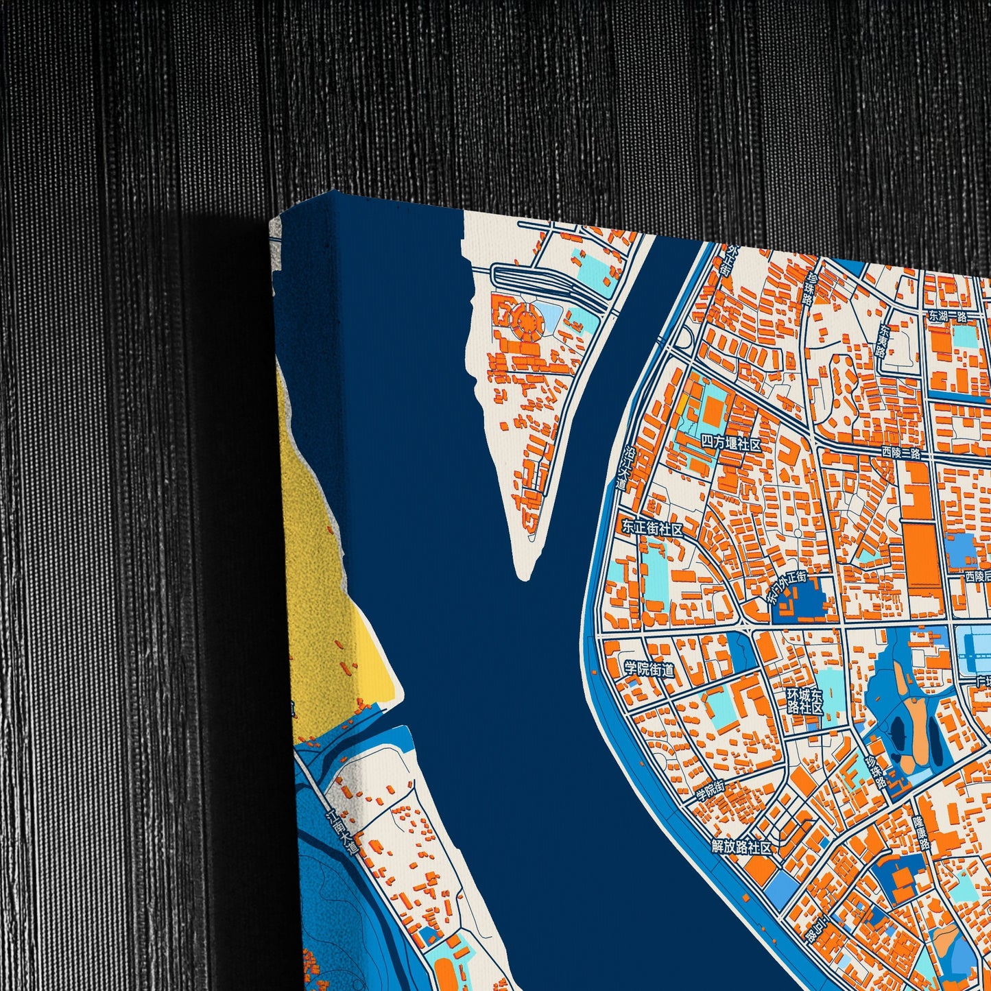 Yichang China Colorful City Map Canvas Print Detail