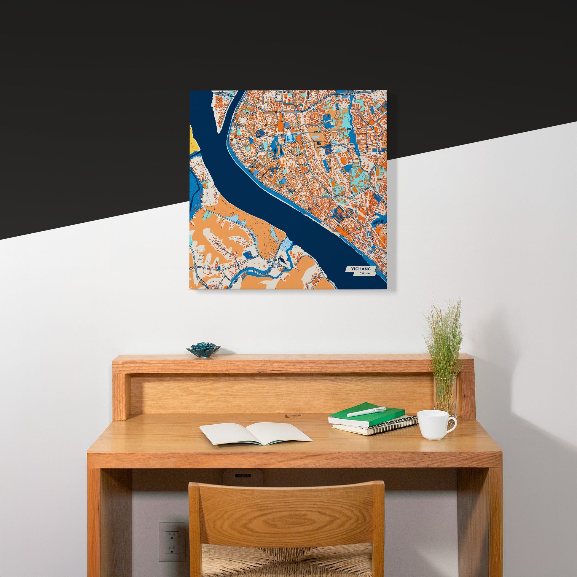 Yichang China Colorful City Map Canvas Print Scene