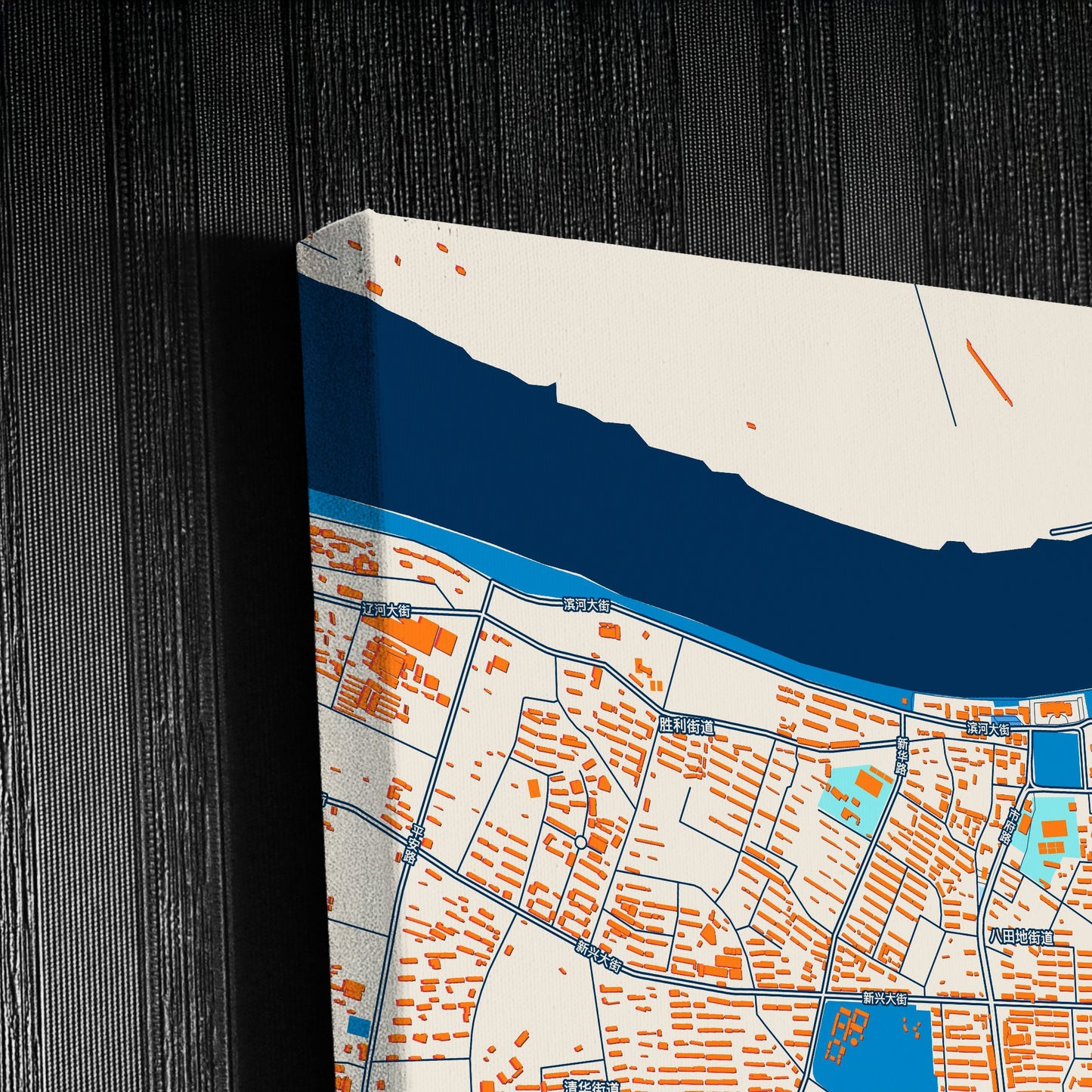 Yingkou China Colorful City Map Canvas Print Detail