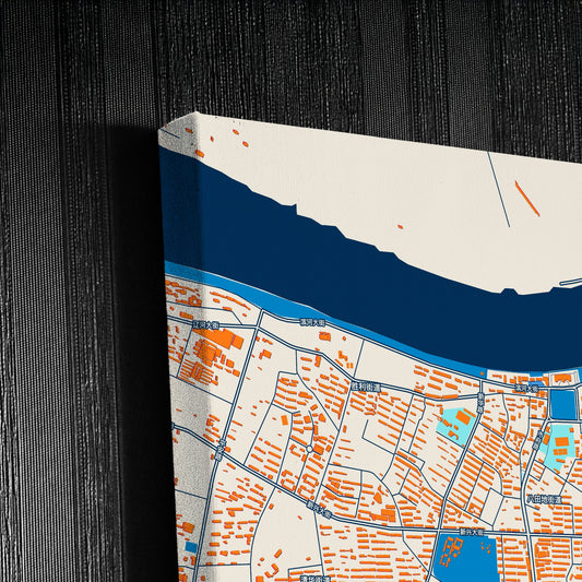 Yingkou China Colorful City Map Canvas Print Detail