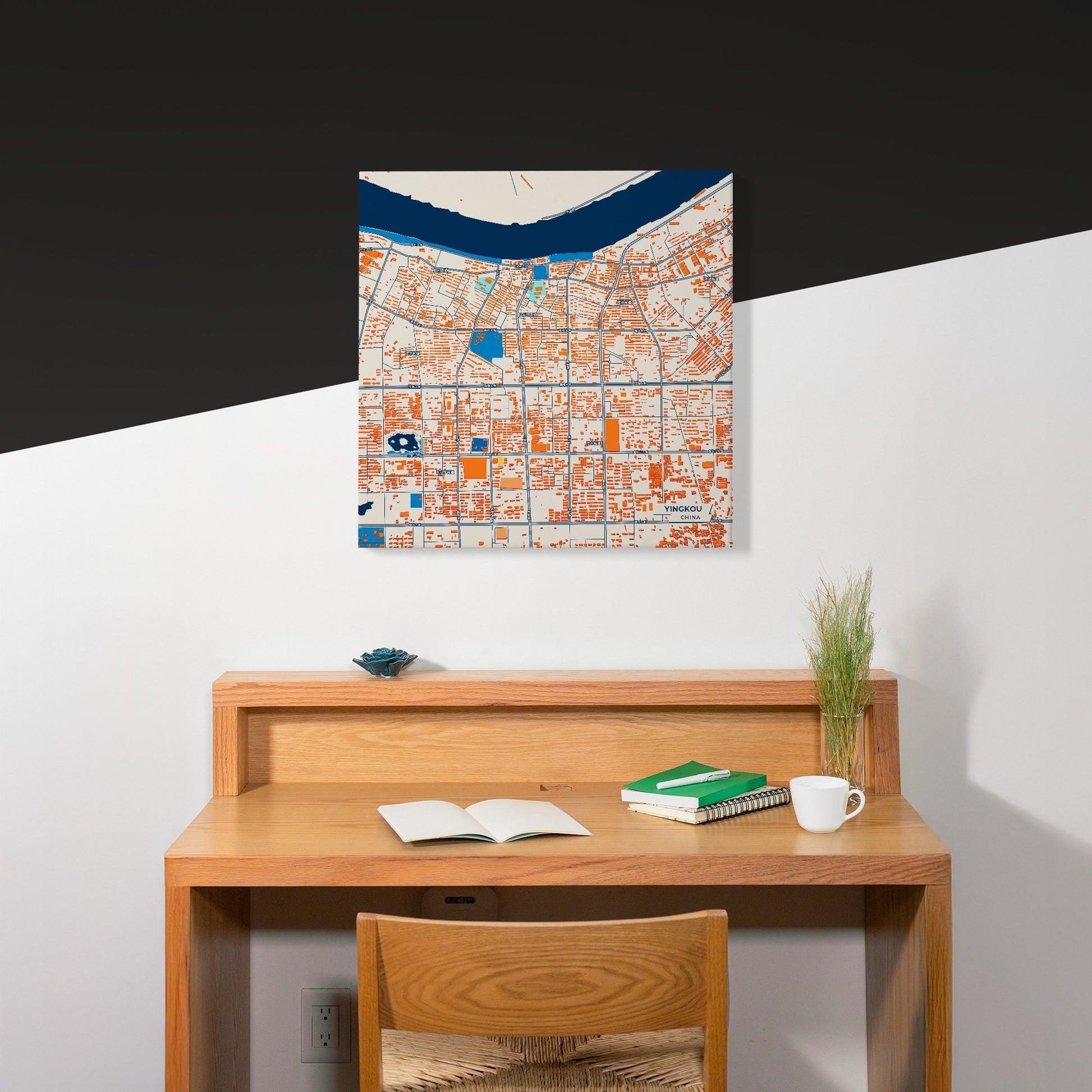 Yingkou China Colorful City Map Canvas Print Scene