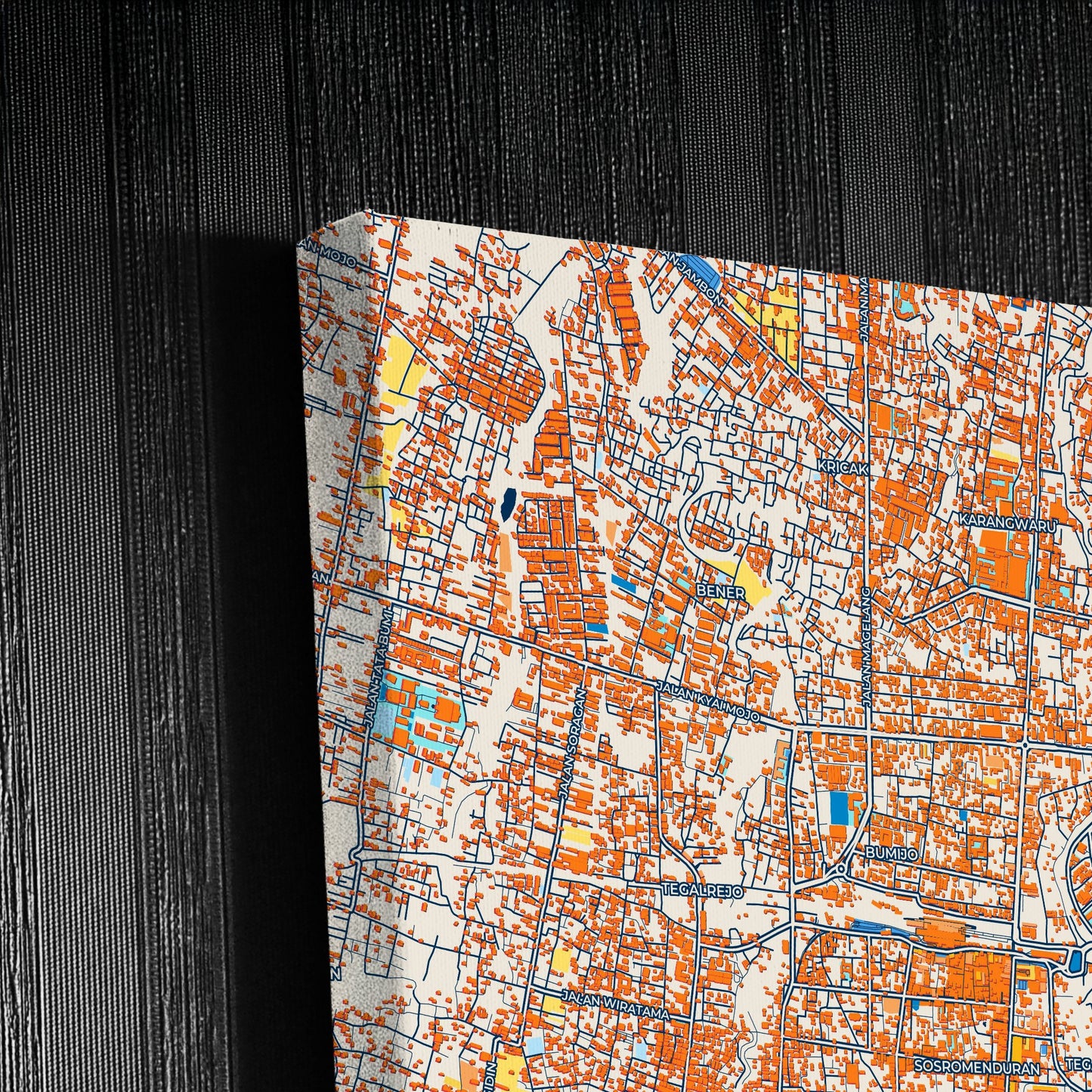 Yogyakarta Indonesia Colorful City Map Canvas Print Detail