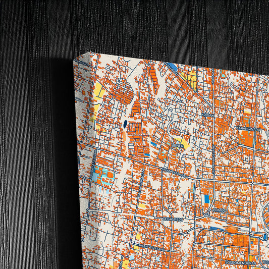 Yogyakarta Indonesia Colorful City Map Canvas Print Detail
