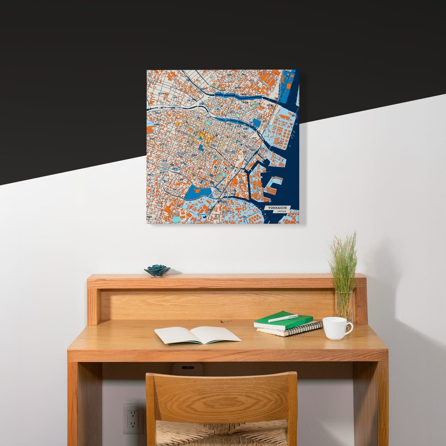 Yokkaichi Japan Colorful City Map Canvas Print Scene