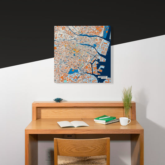 Yokkaichi Japan Colorful City Map Canvas Print Scene