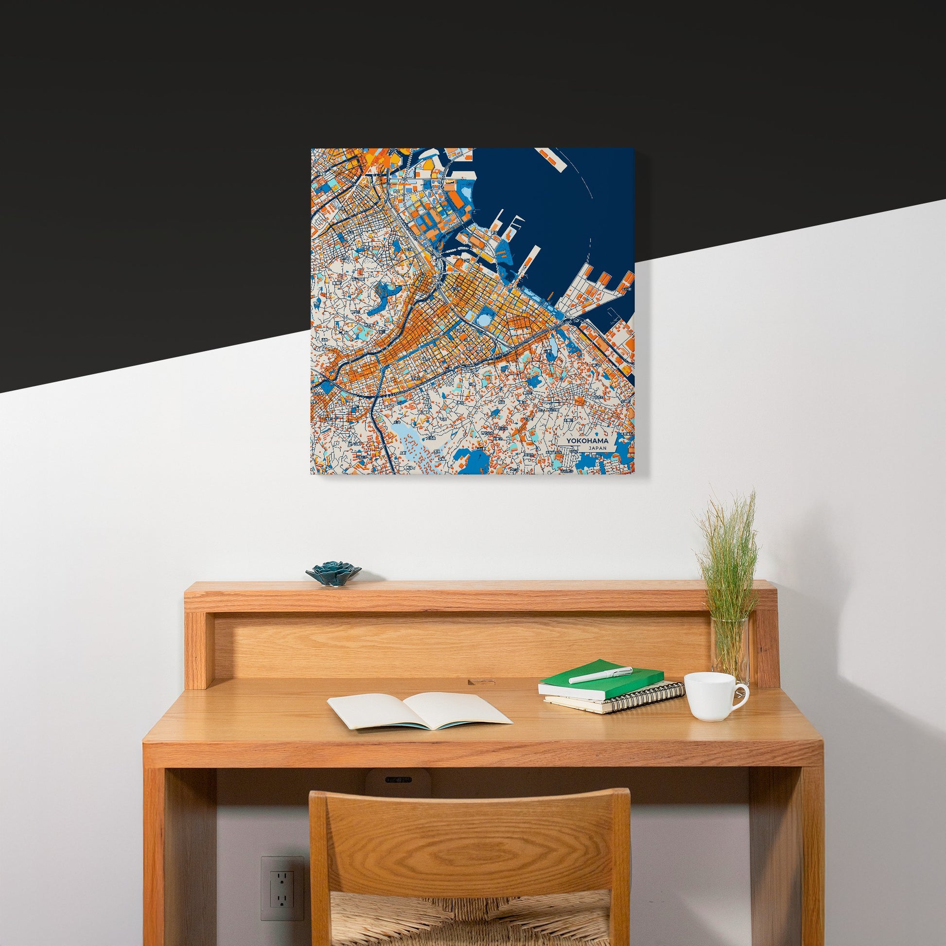 Yokohama Japan Colorful City Map Canvas Print Scene