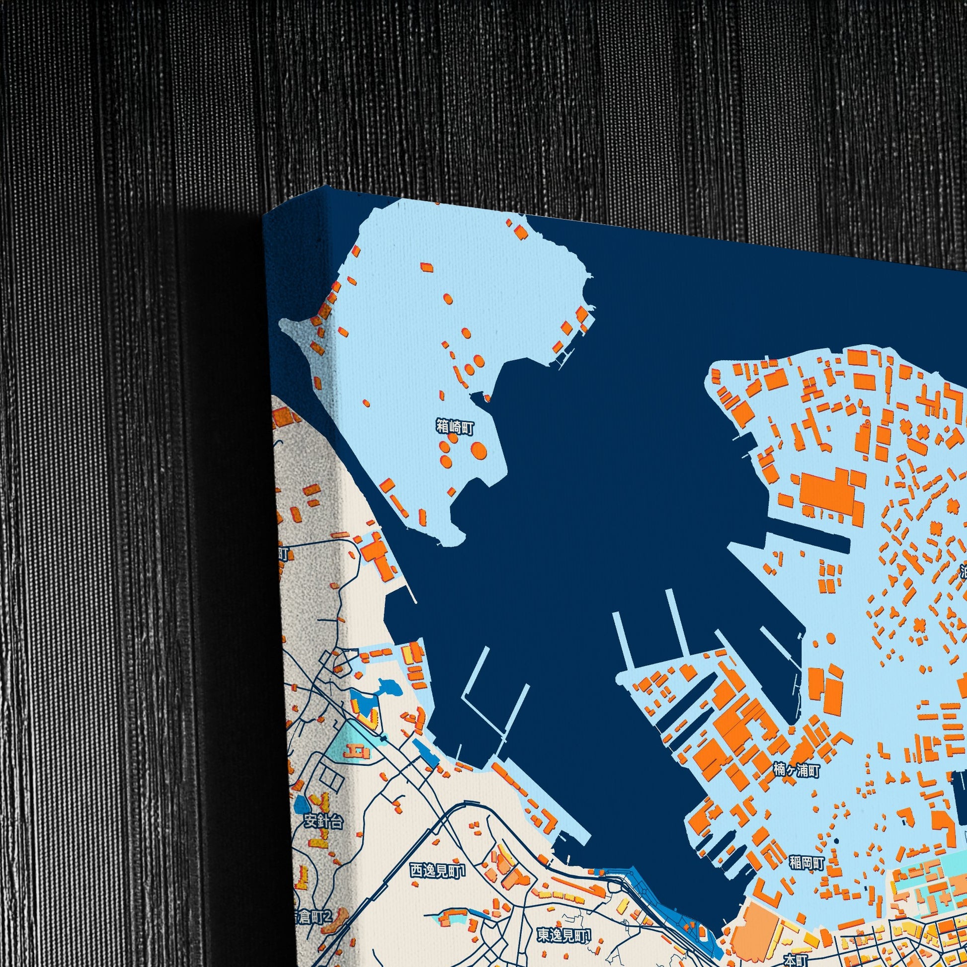 Yokosuka Japan Colorful City Map Canvas Print Detail
