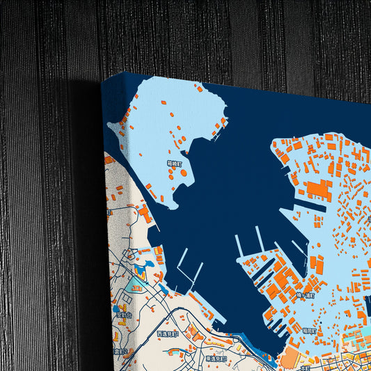 Yokosuka Japan Colorful City Map Canvas Print Detail