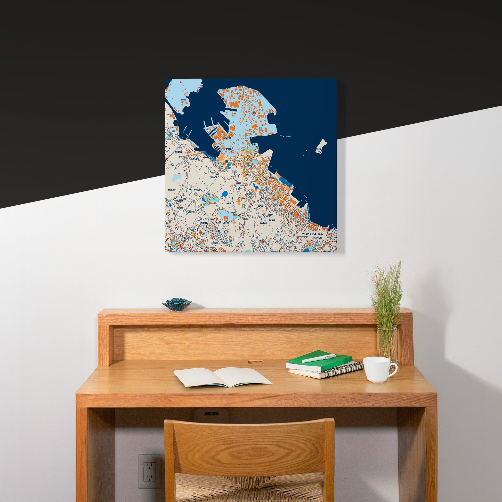 Yokosuka Japan Colorful City Map Canvas Print Scene