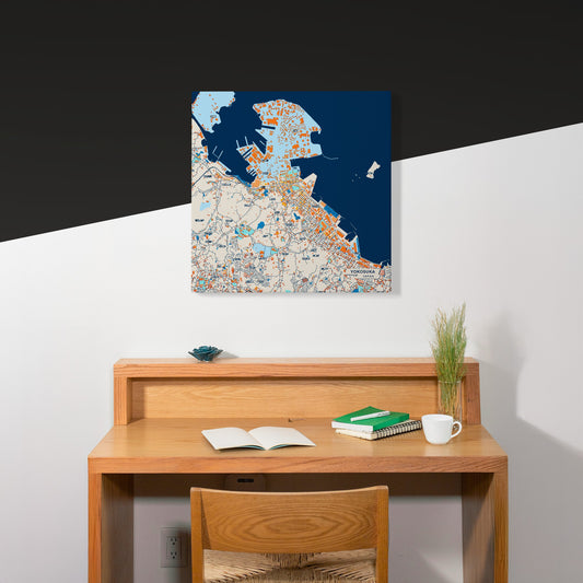 Yokosuka Japan Colorful City Map Canvas Print Scene