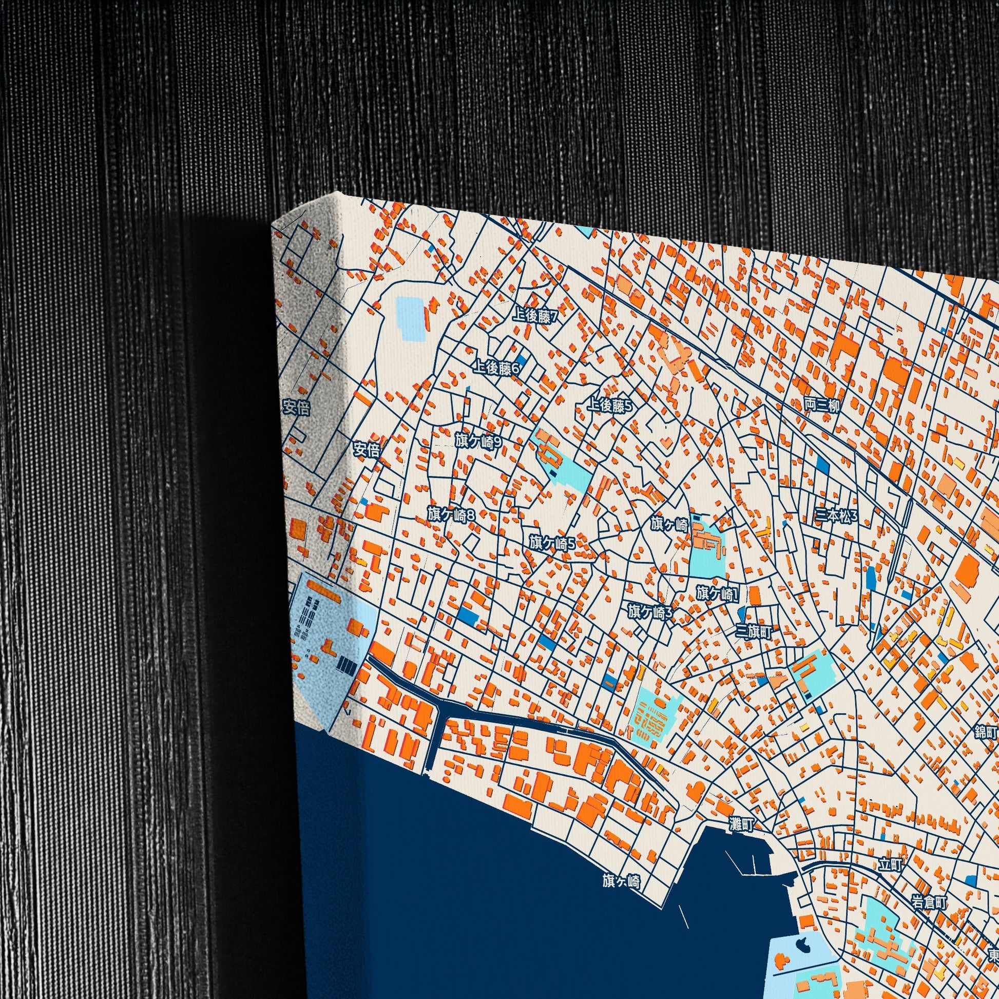 Yonago Japan Colorful City Map Canvas Print Detail