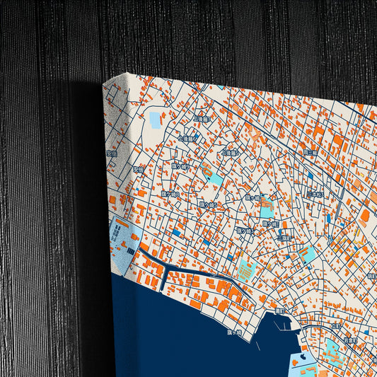 Yonago Japan Colorful City Map Canvas Print Detail