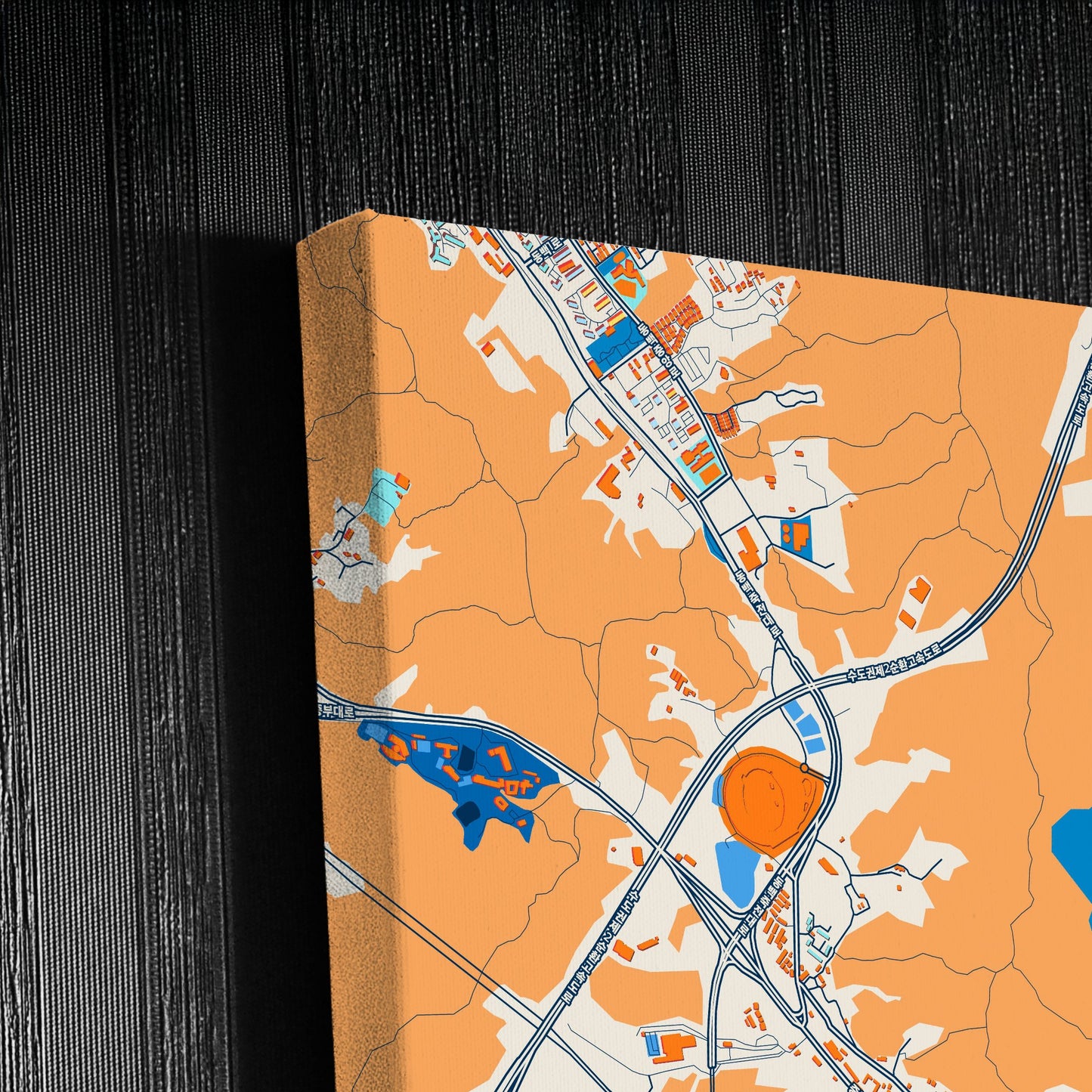 Yongin South Korea Colorful City Map Canvas Print Detail