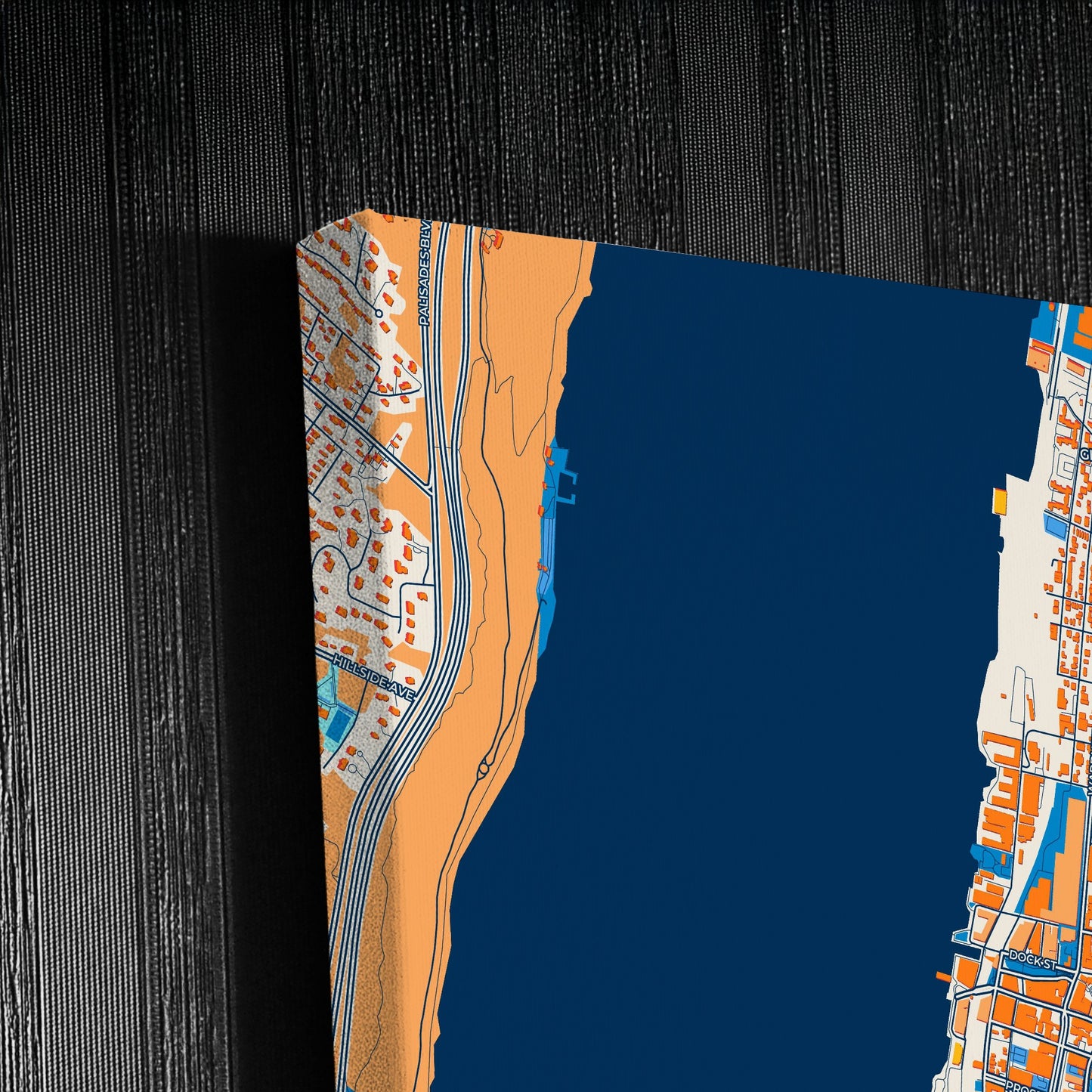 Yonkers New York Colorful City Map Canvas Print Detail