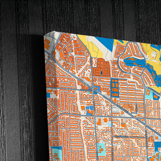 Yorba Linda California Colorful City Map Canvas Print Detail
