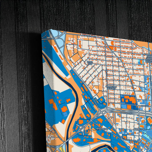 Youngstown Ohio Colorful City Map Canvas Print Detail