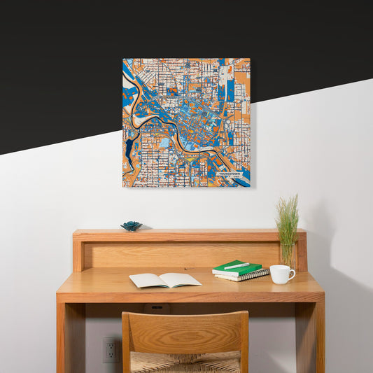 Youngstown Ohio Colorful City Map Canvas Print Scene